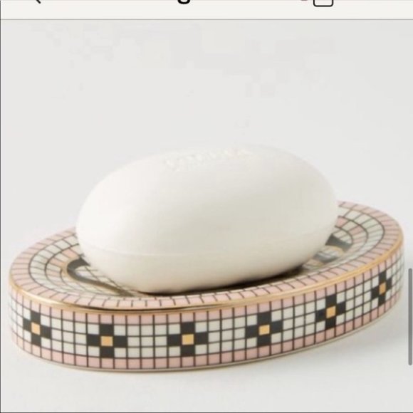 ANTHROPOLOGIE Savon Bistro Tile Margot Peach Cream Soap Dish NEW - Picture 3 of 8